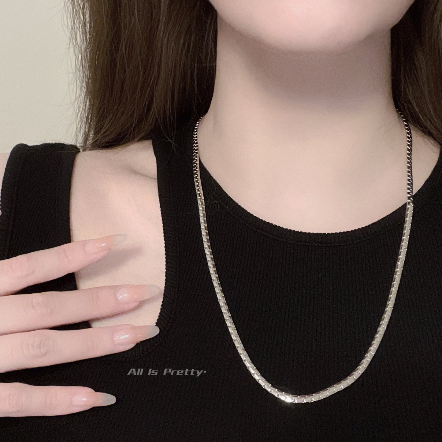 Gold plated unisex herringbone necklace