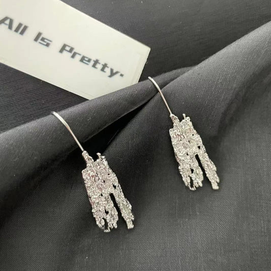 Stylish texture sterling silver earrings