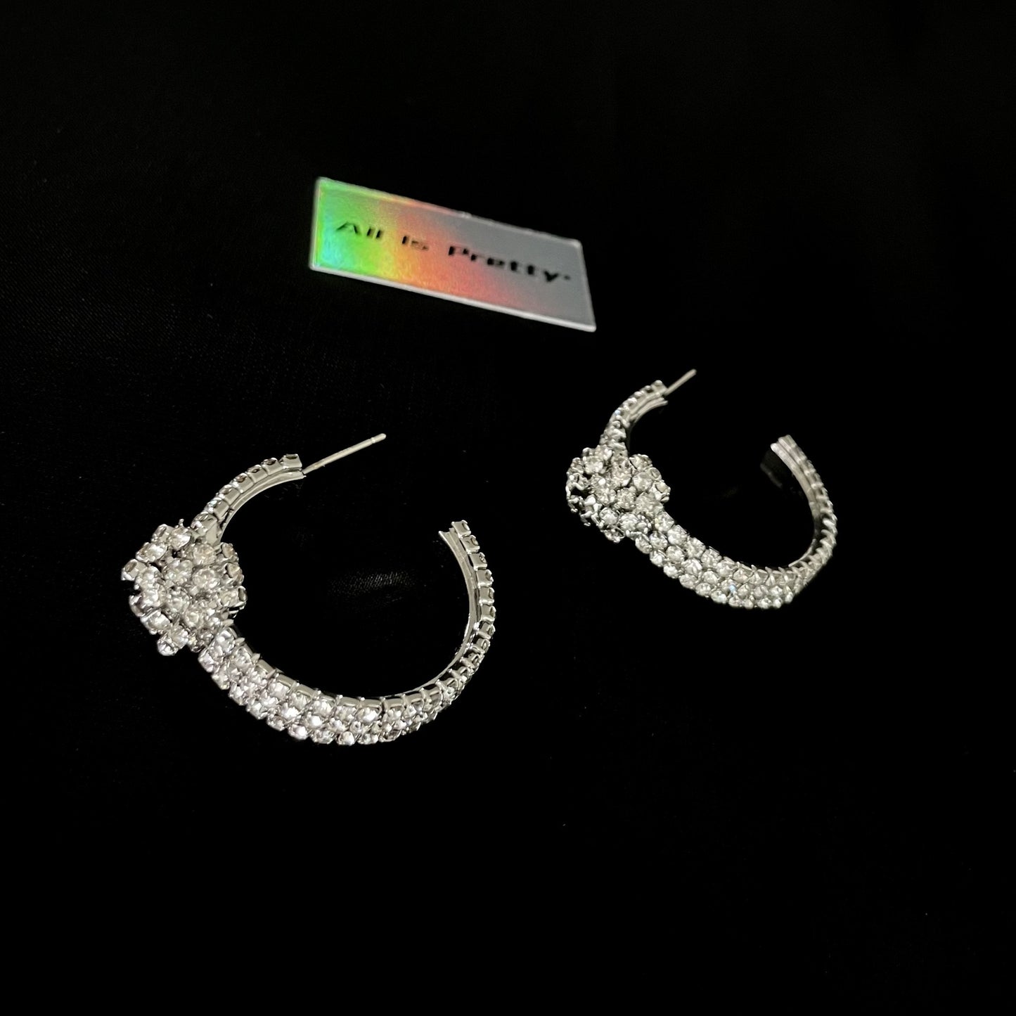 Crystal tie hoop earrings