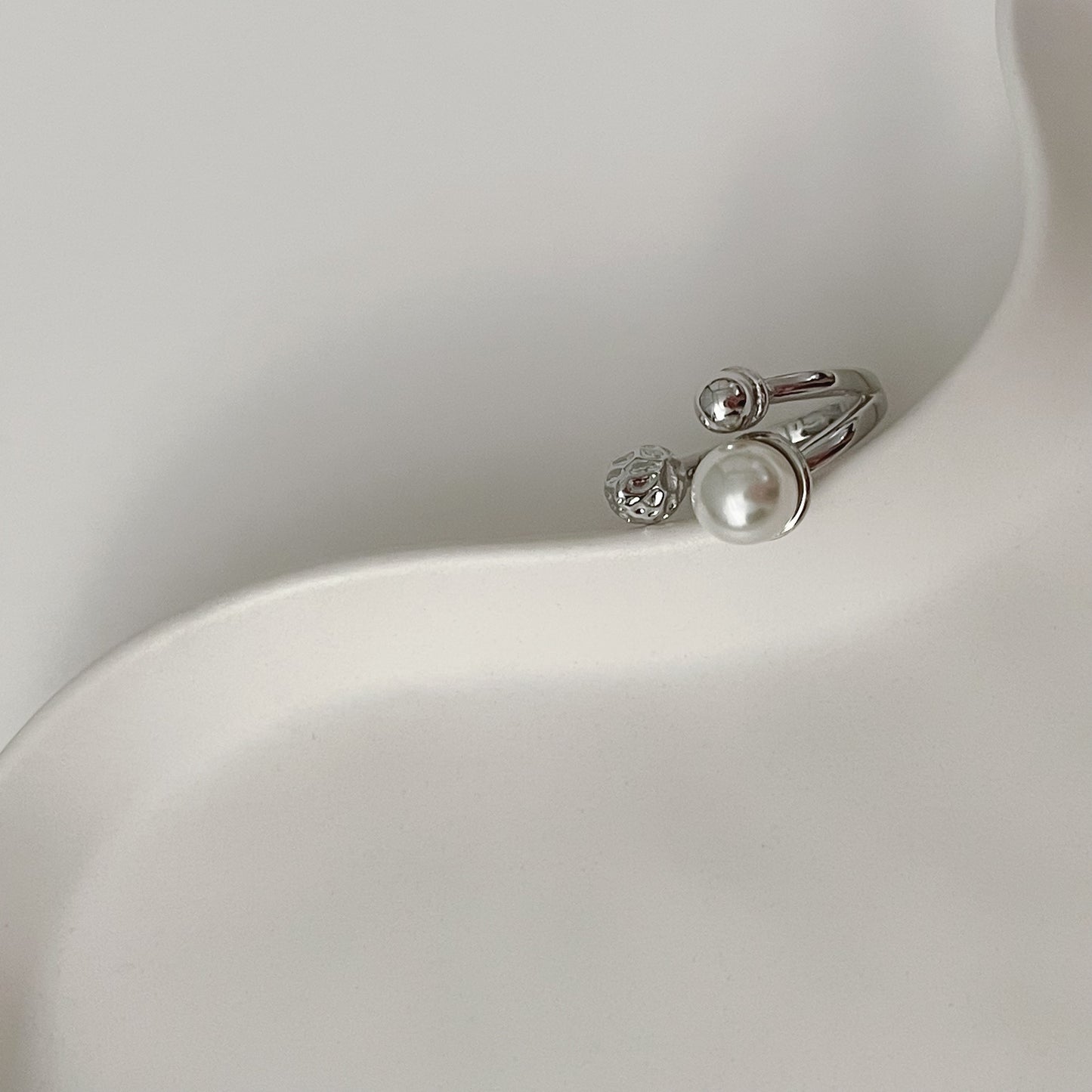 Handmade pearl top open ring