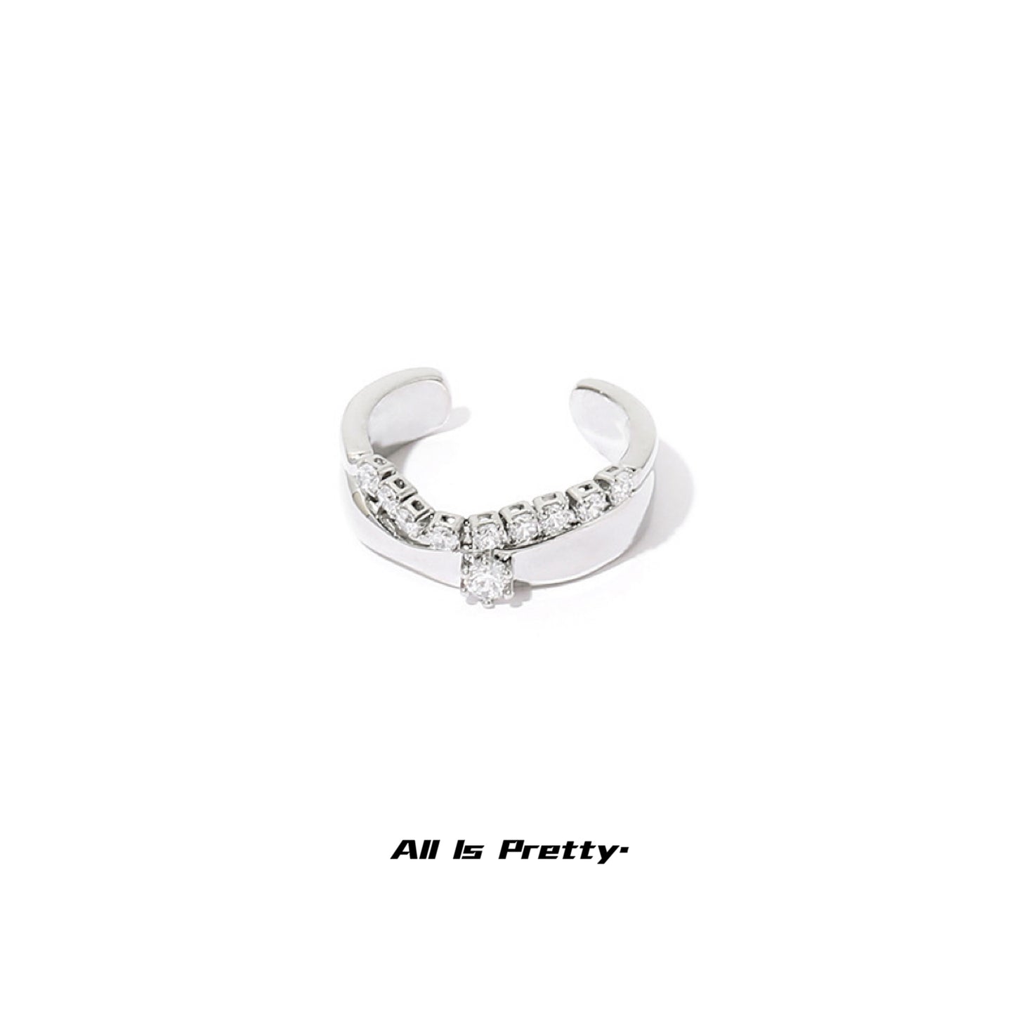 Zirconia chain gold plated ring
