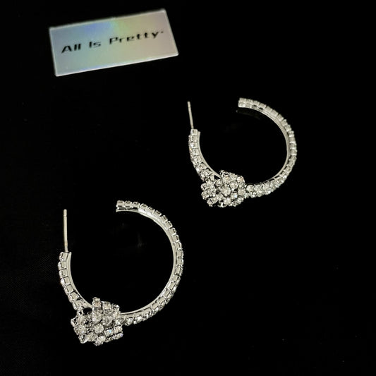 Crystal tie hoop earrings