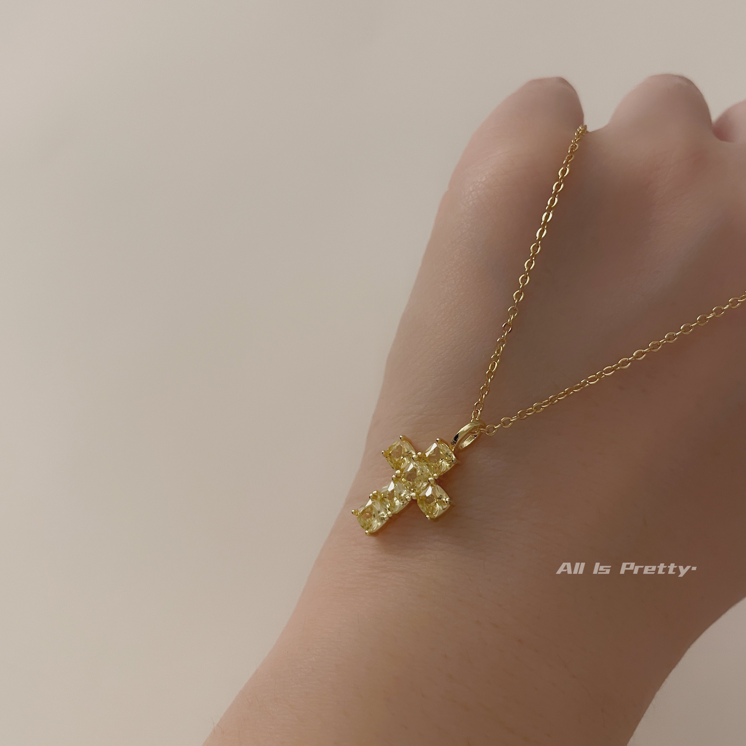 Citrine cross pendant necklace