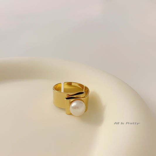 18K gold plated pearl ring