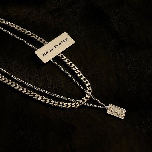 Double layered King pendant necklace