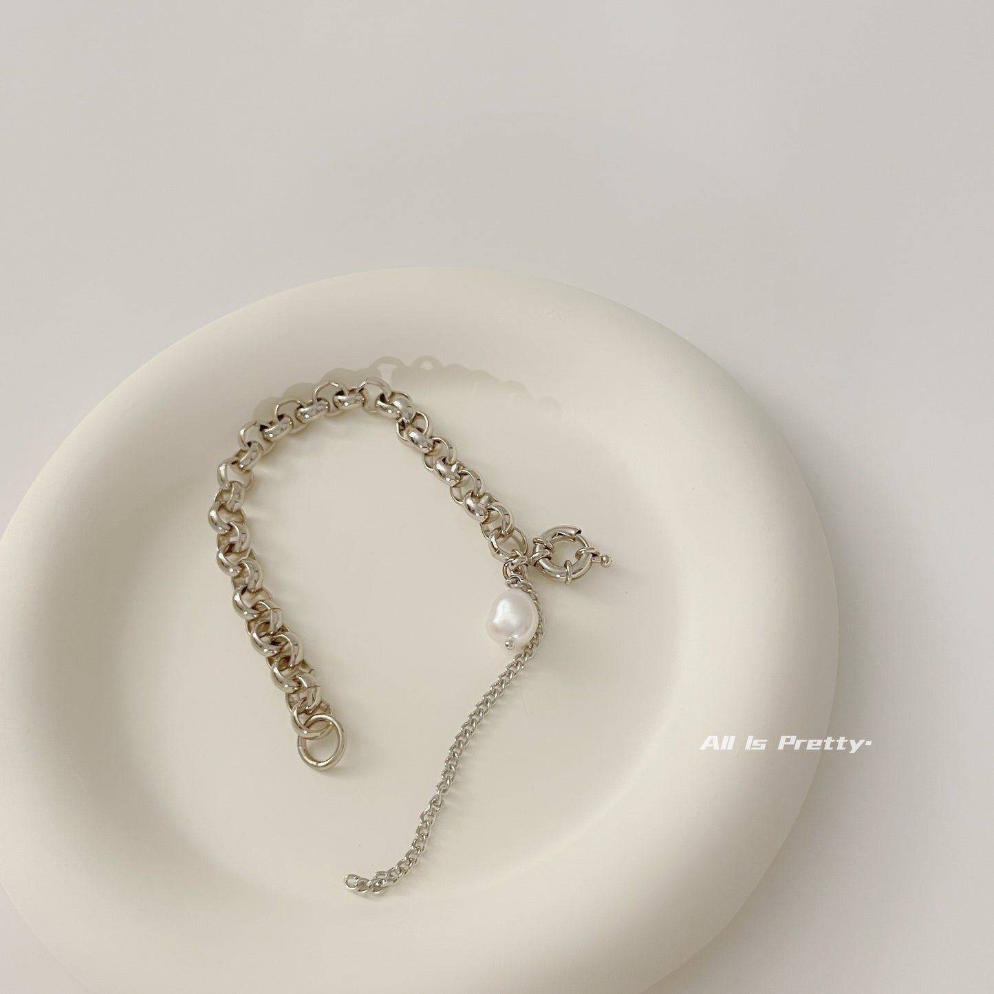 Pearl pendant gold-plated bracelet