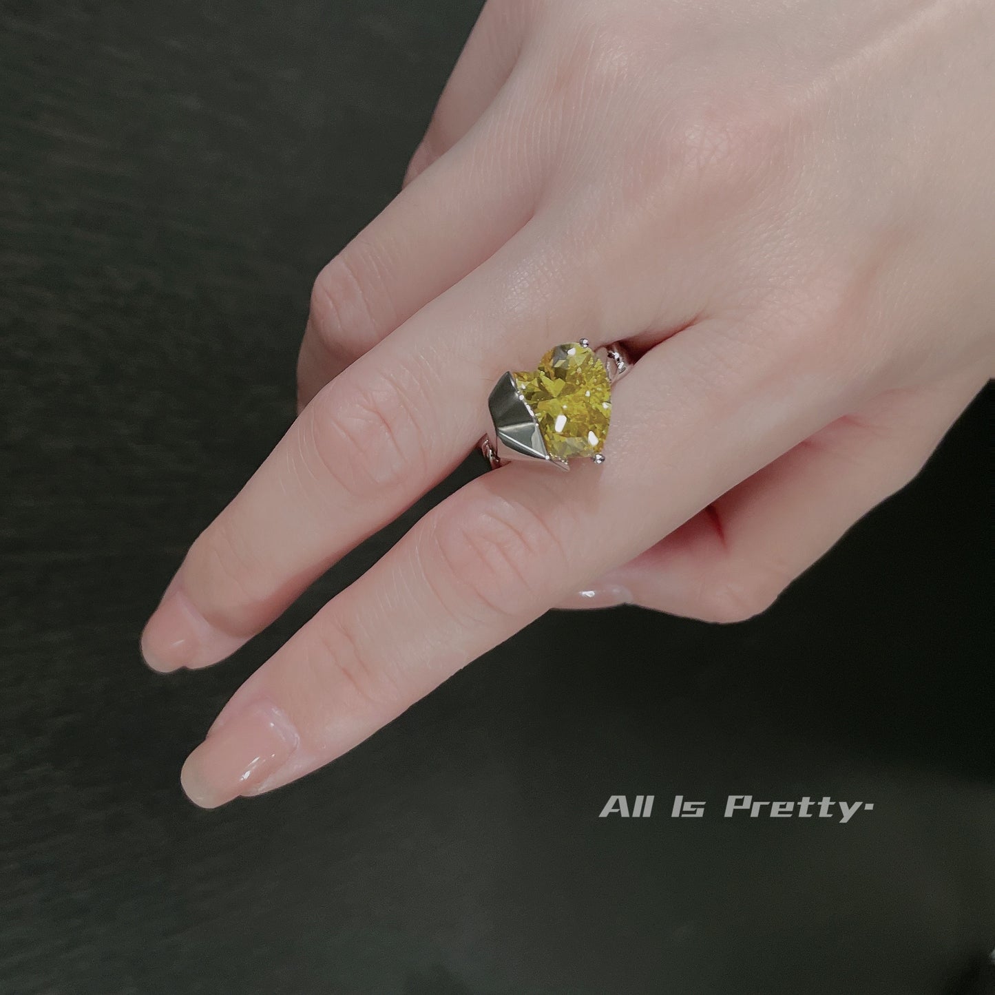 Yellow diamond heart ring