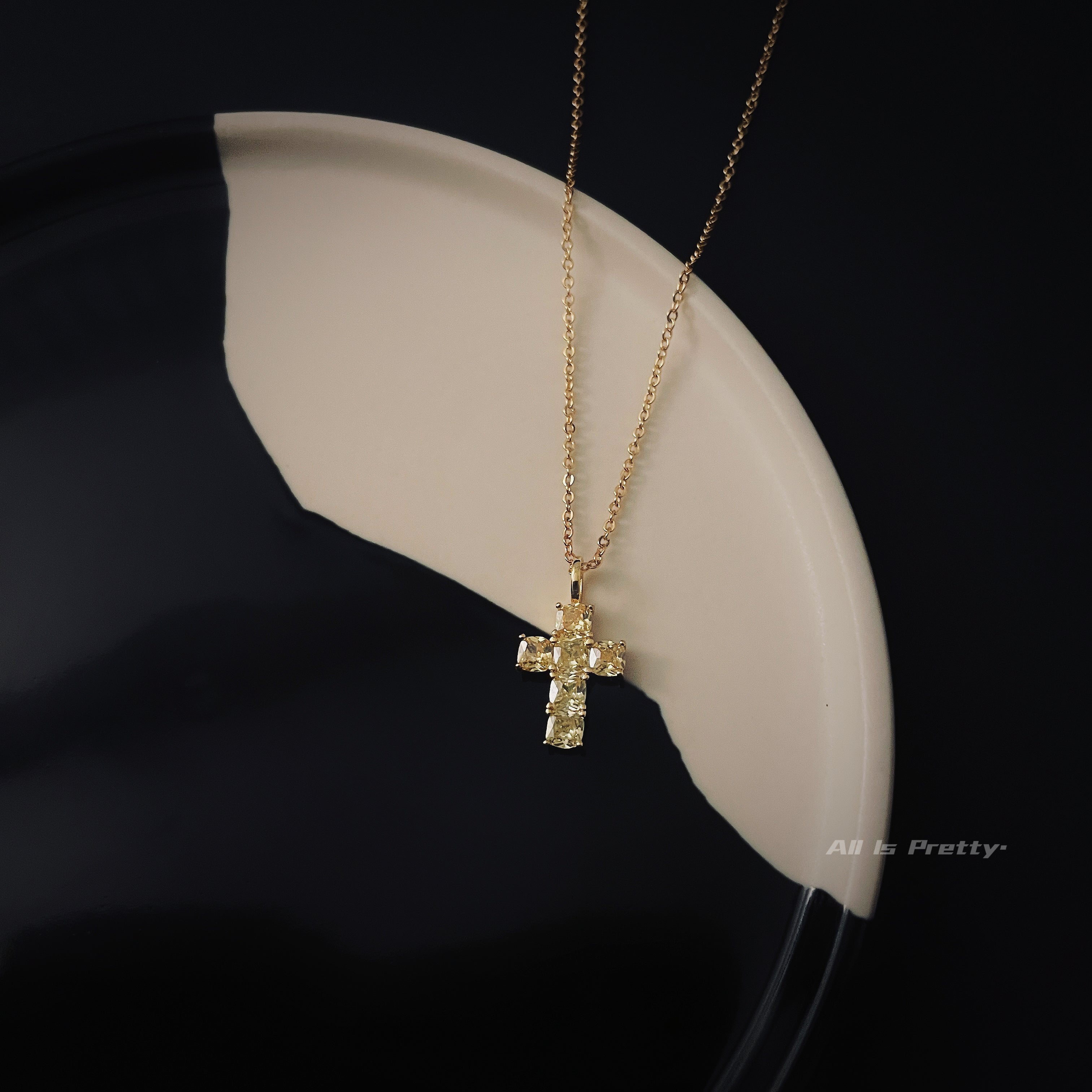 Citrine cross pendant necklace