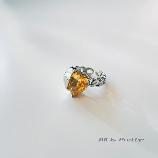 Yellow diamond heart ring