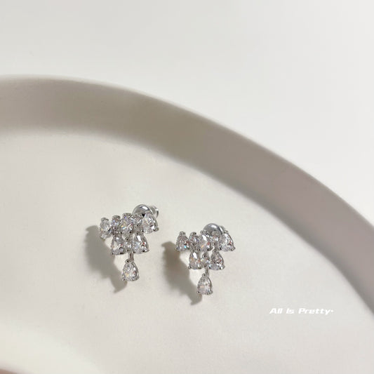Crystal gold plated studded earrings
