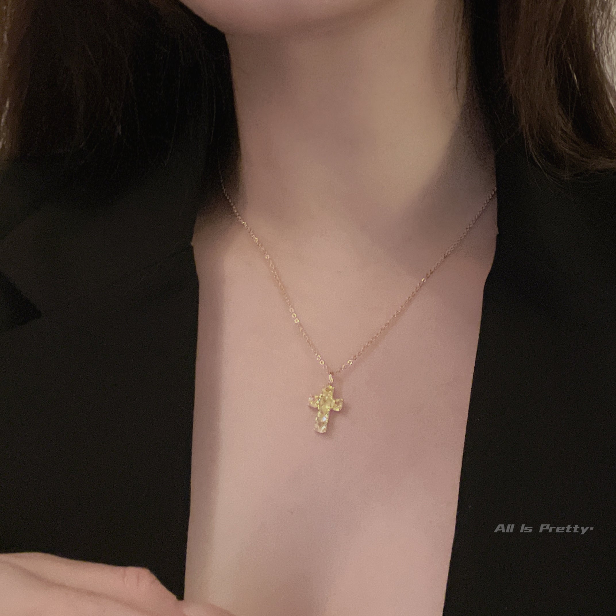 Citrine cross pendant necklace