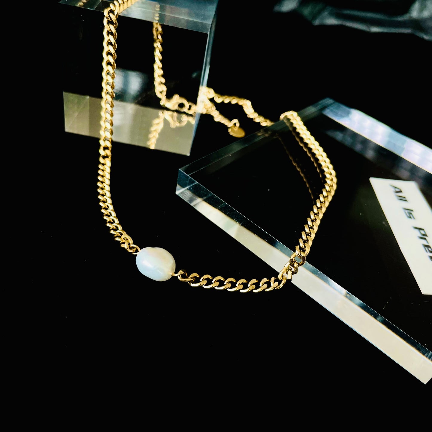 Minimalism pearl chain choker necklace