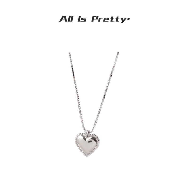 cute silver heart pendant necklace