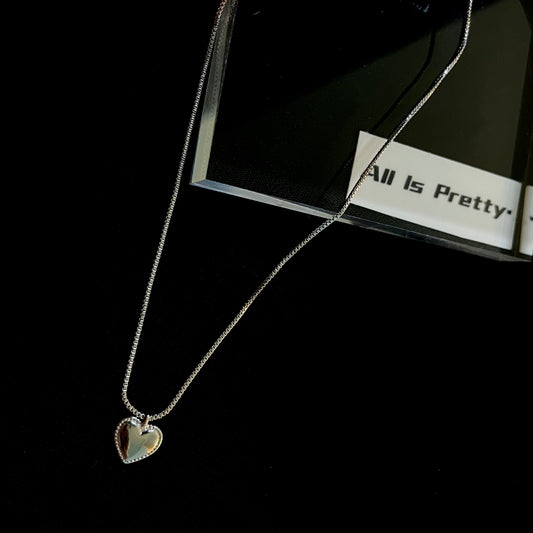 cute silver heart pendant necklace