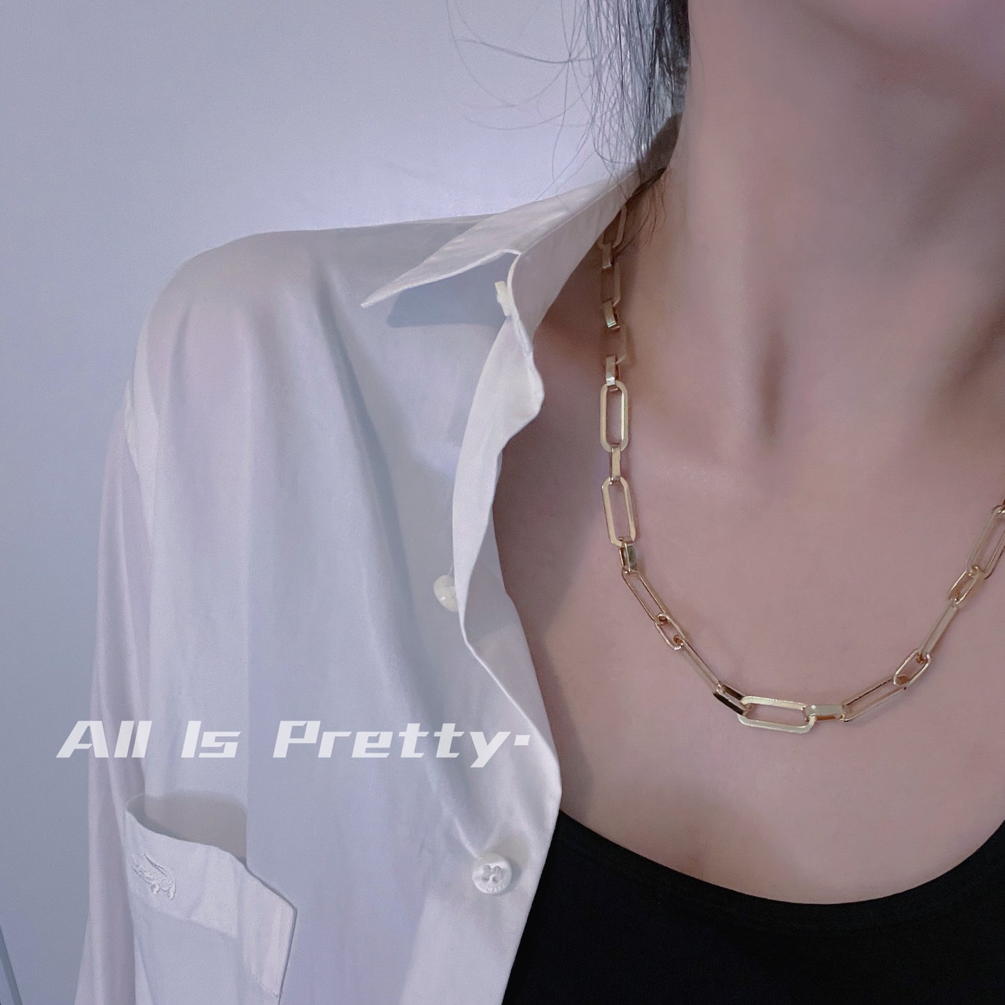 Gold plated Paperclip chain necklace