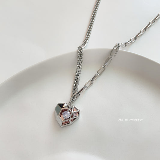 Mirror heart pendant necklace