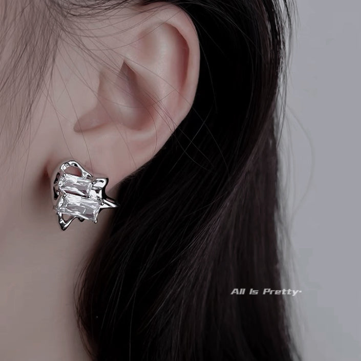 Heart crystal clip-on earrings
