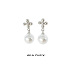 Serenity Cross Pearl Earrings