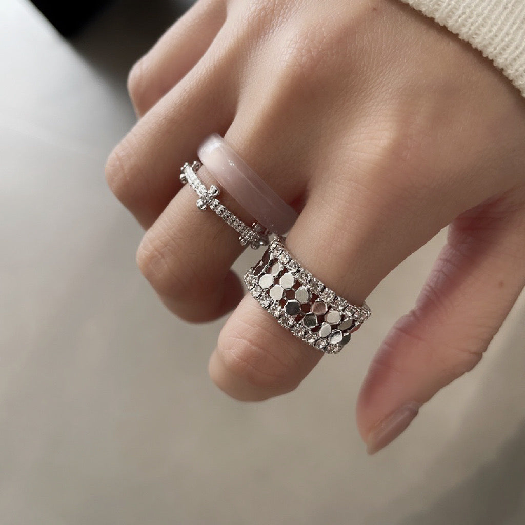 Glitter Wave Open Band Ring