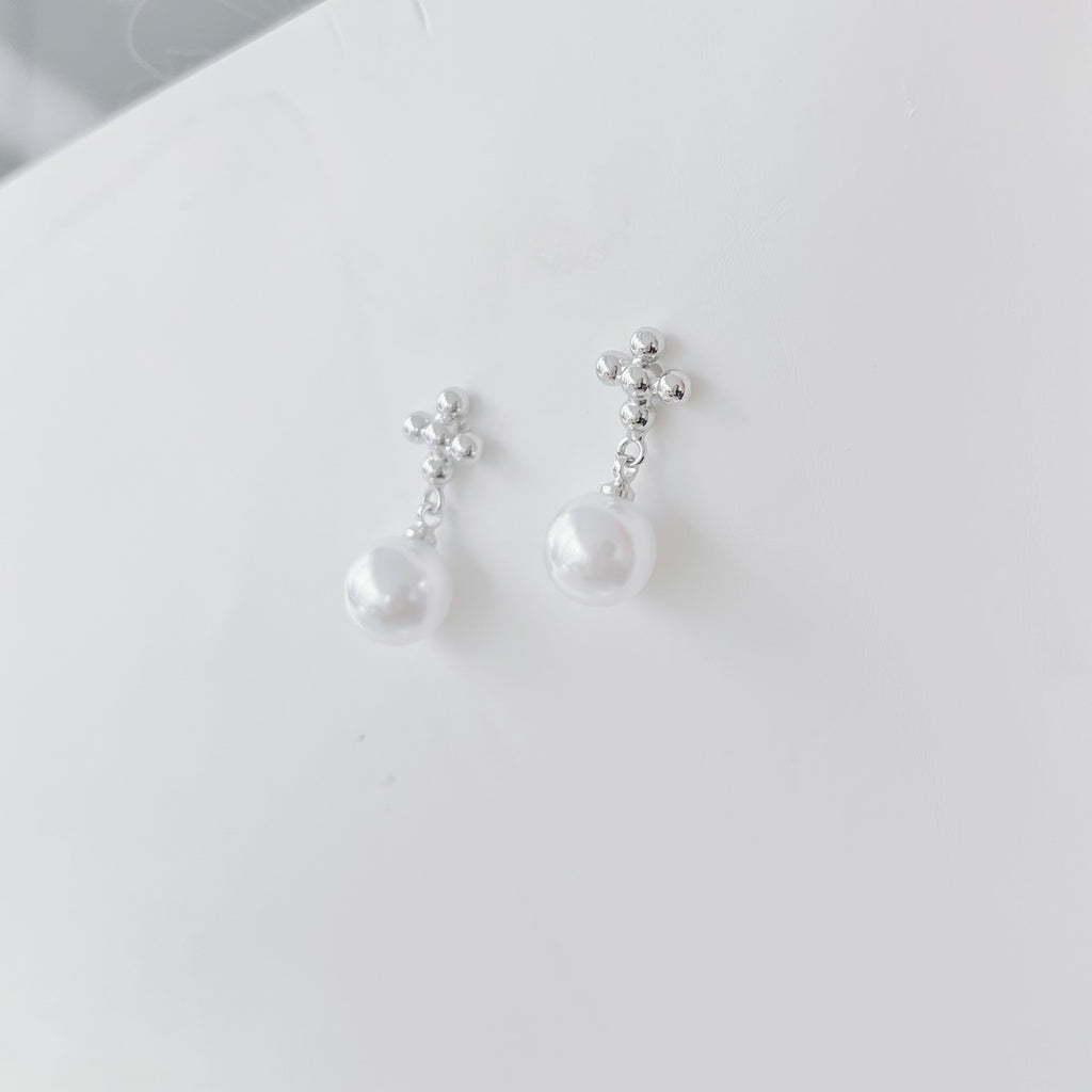 Serenity Cross Pearl Earrings