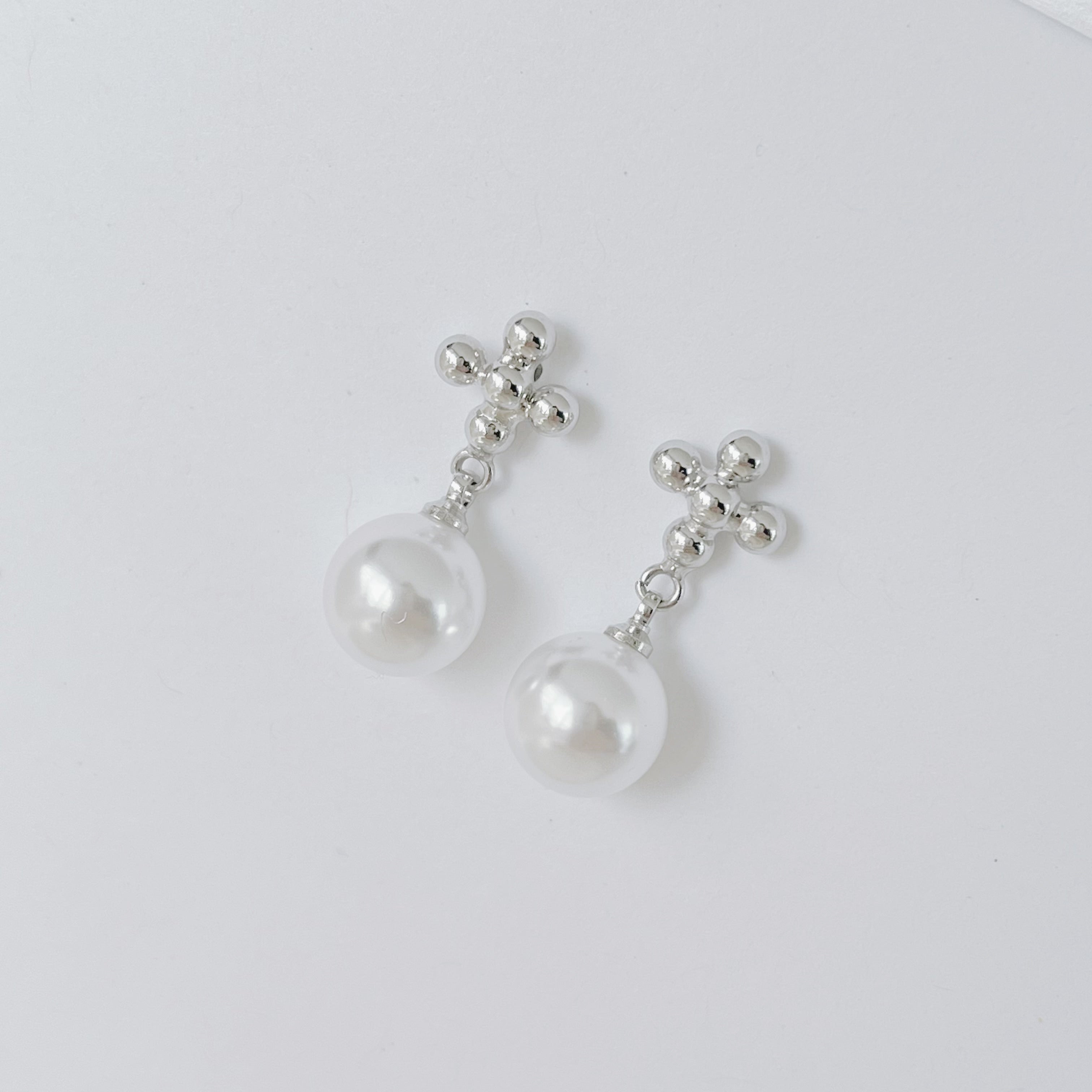 Serenity Cross Pearl Earrings