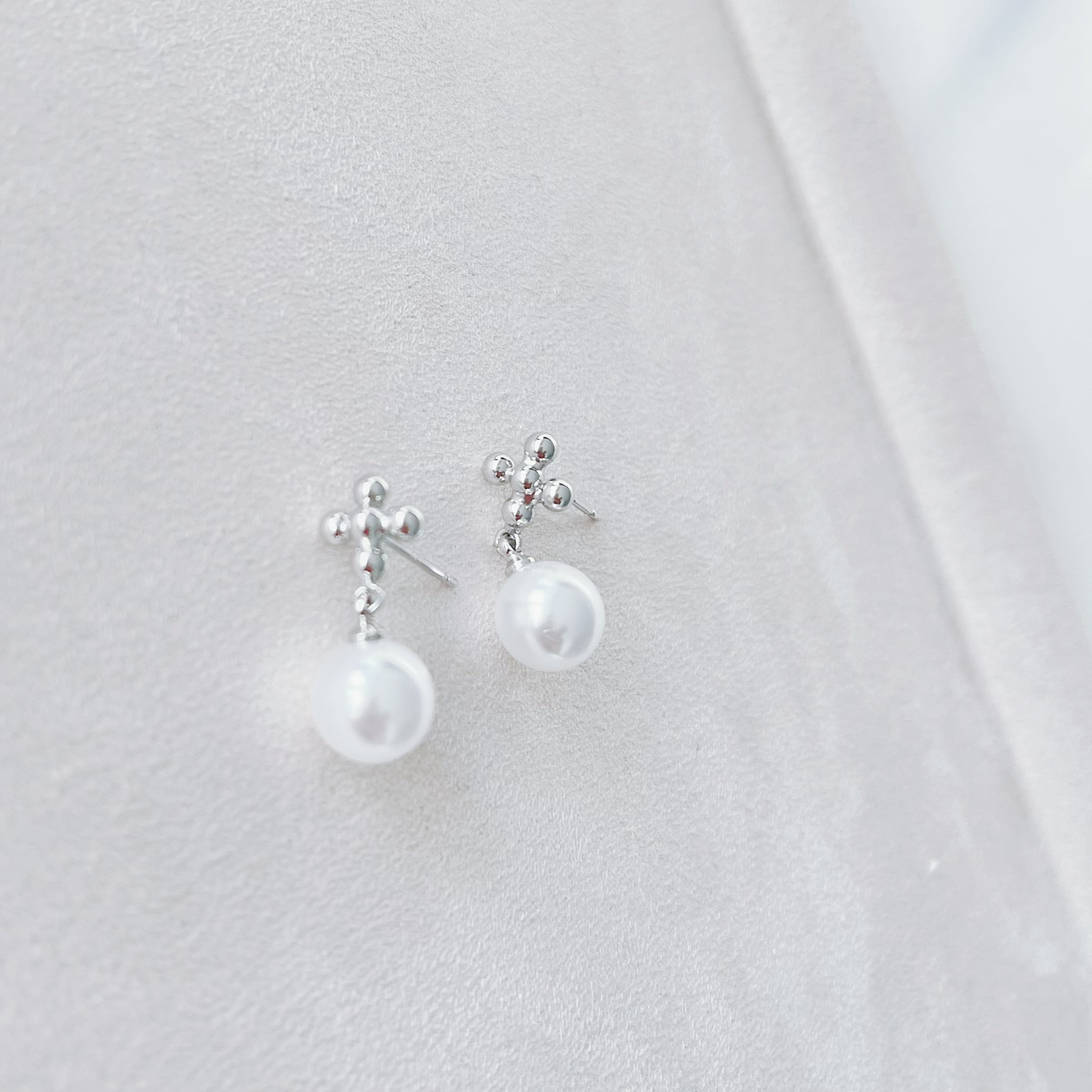 Serenity Cross Pearl Earrings