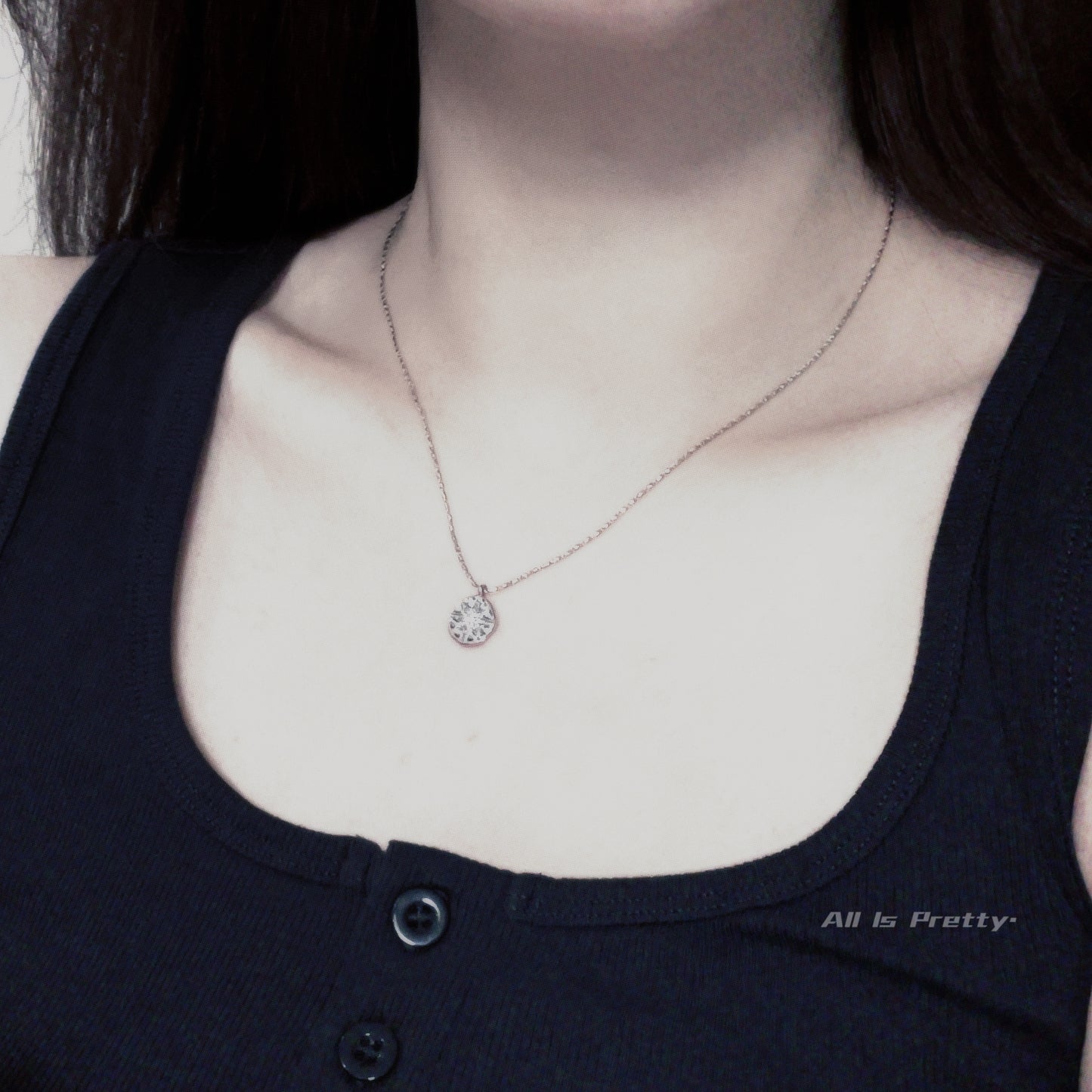 Elegant Gold-Plated Button Pendant Necklace