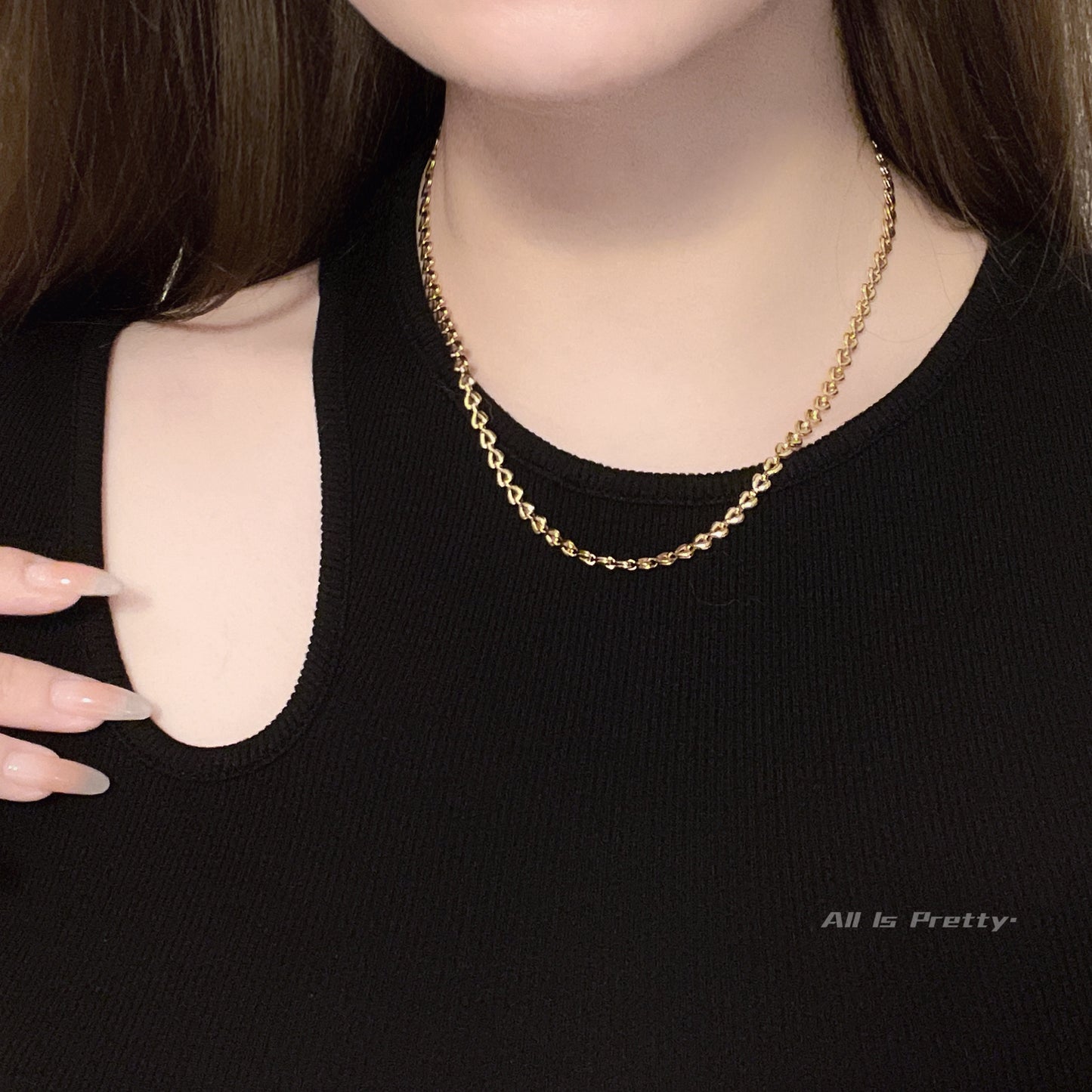 Yellow gold plated chain necklace