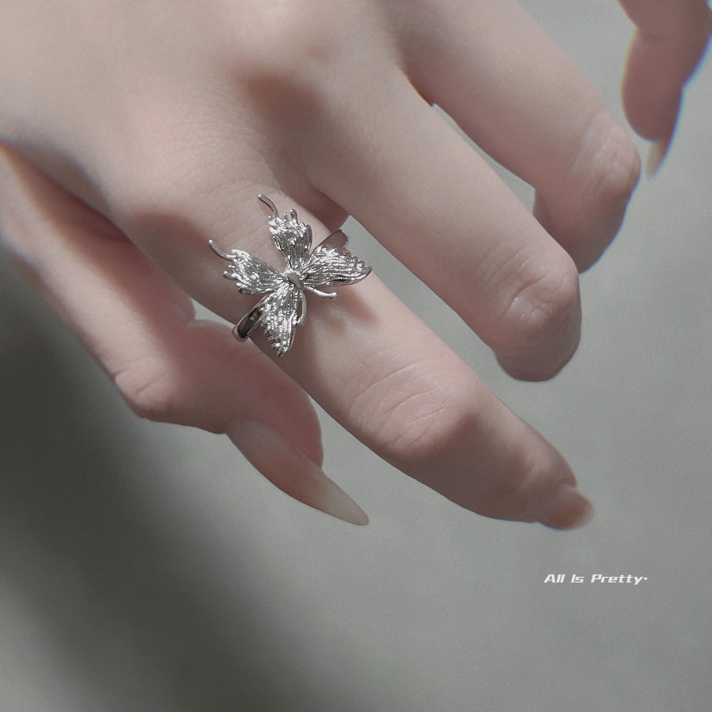 Gold plated butterfly open ring