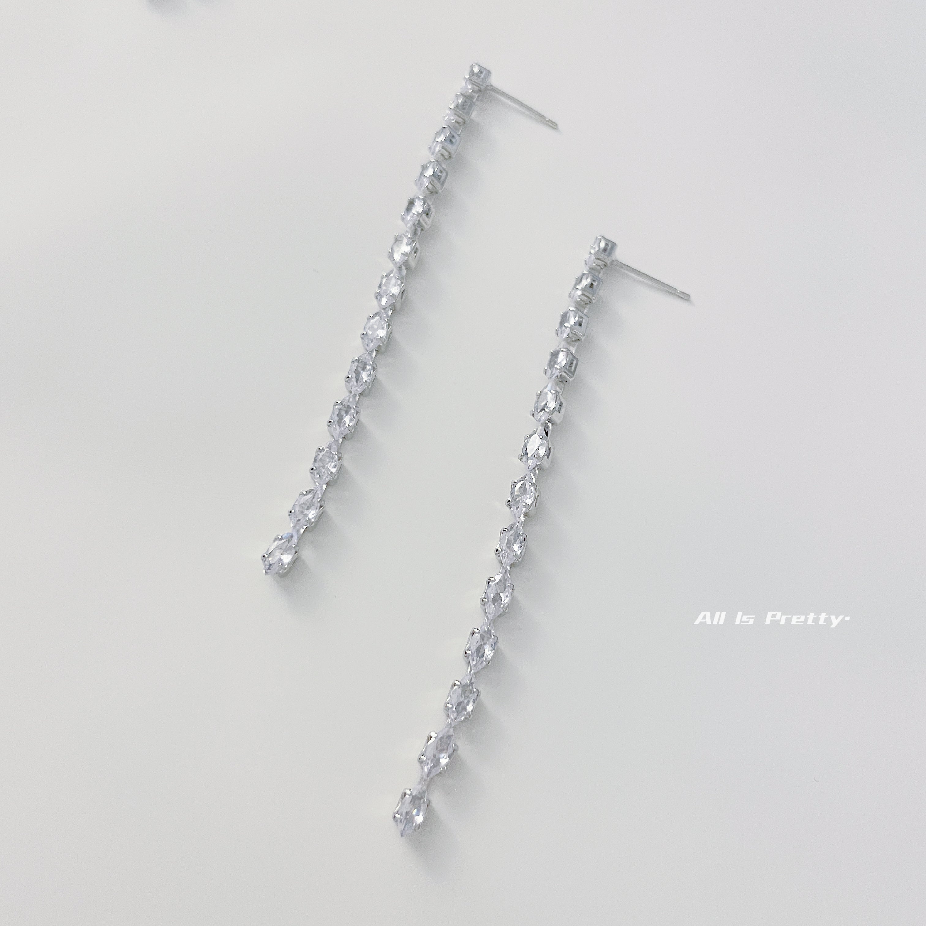 Crystal tassel drop earrings (clip/pin)