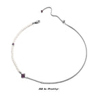 Linked chain faux pearl adjustable necklace