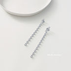 Crystal tassel drop earrings (clip/pin)
