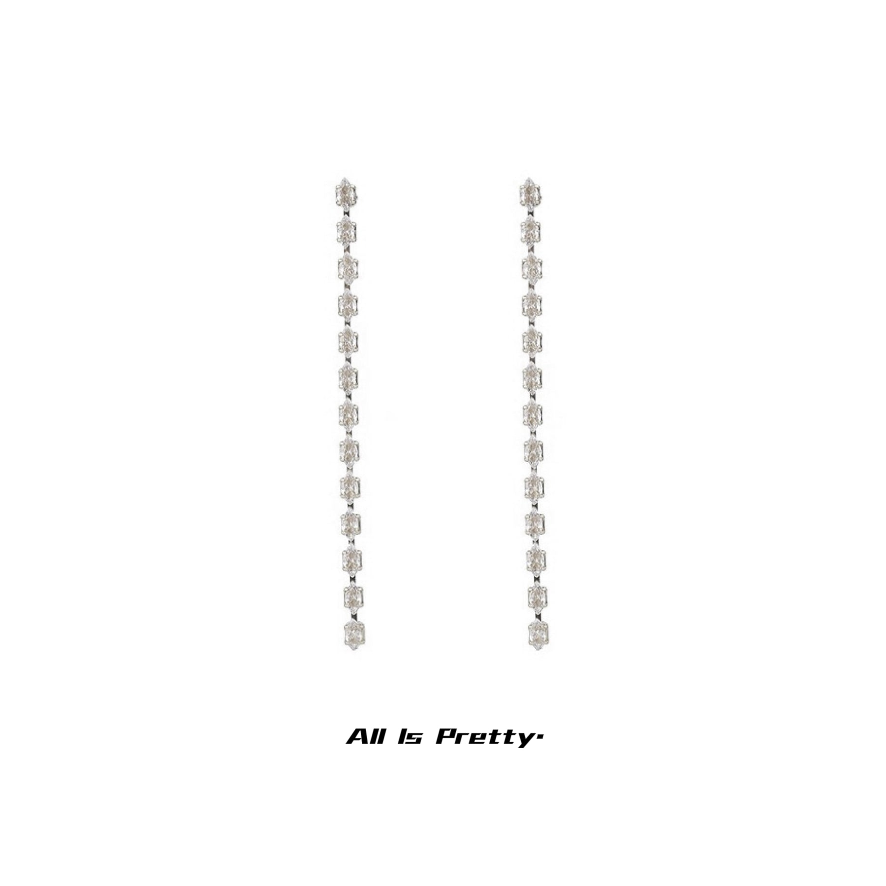 Crystal tassel drop earrings (clip/pin)