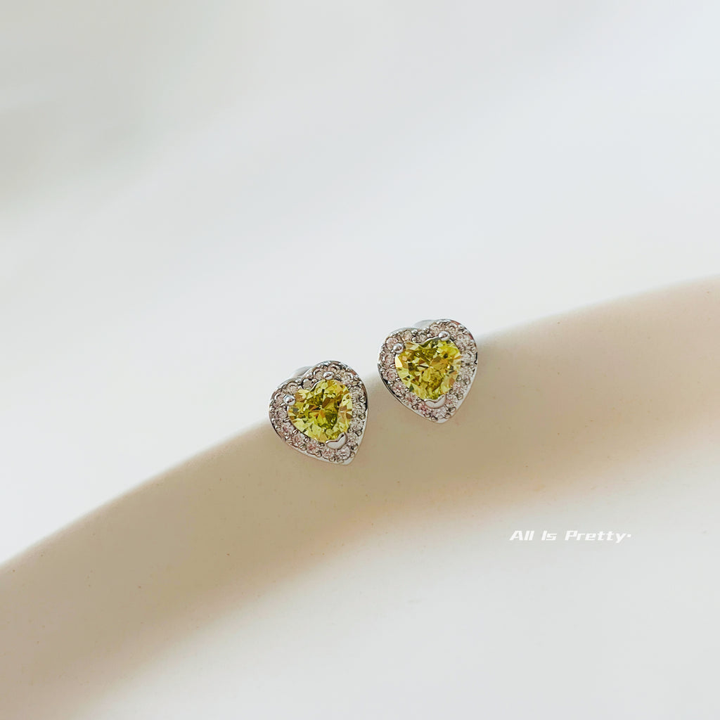 Crystal heart stud earrings
