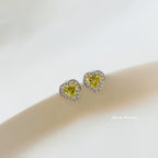 Crystal heart stud earrings