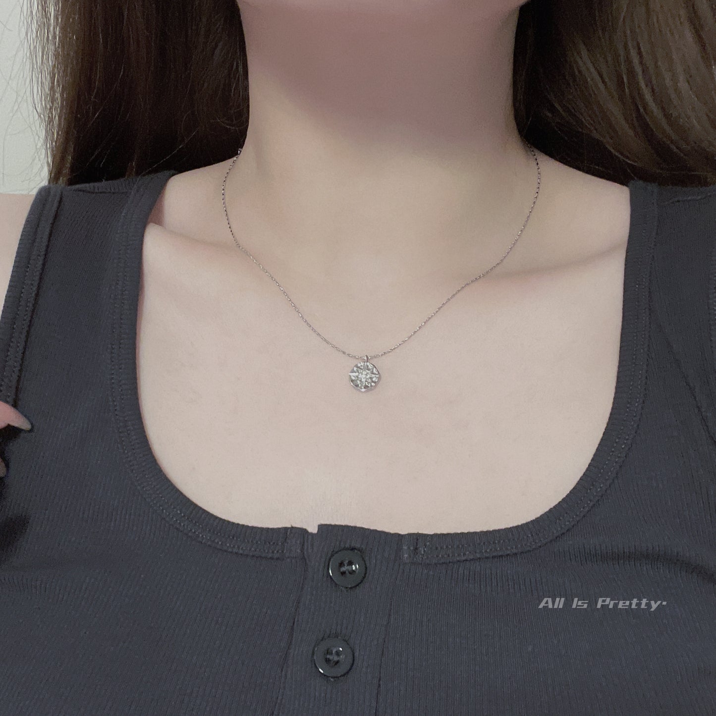 Elegant Gold-Plated Button Pendant Necklace