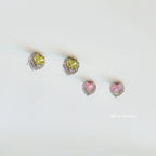 Crystal heart stud earrings