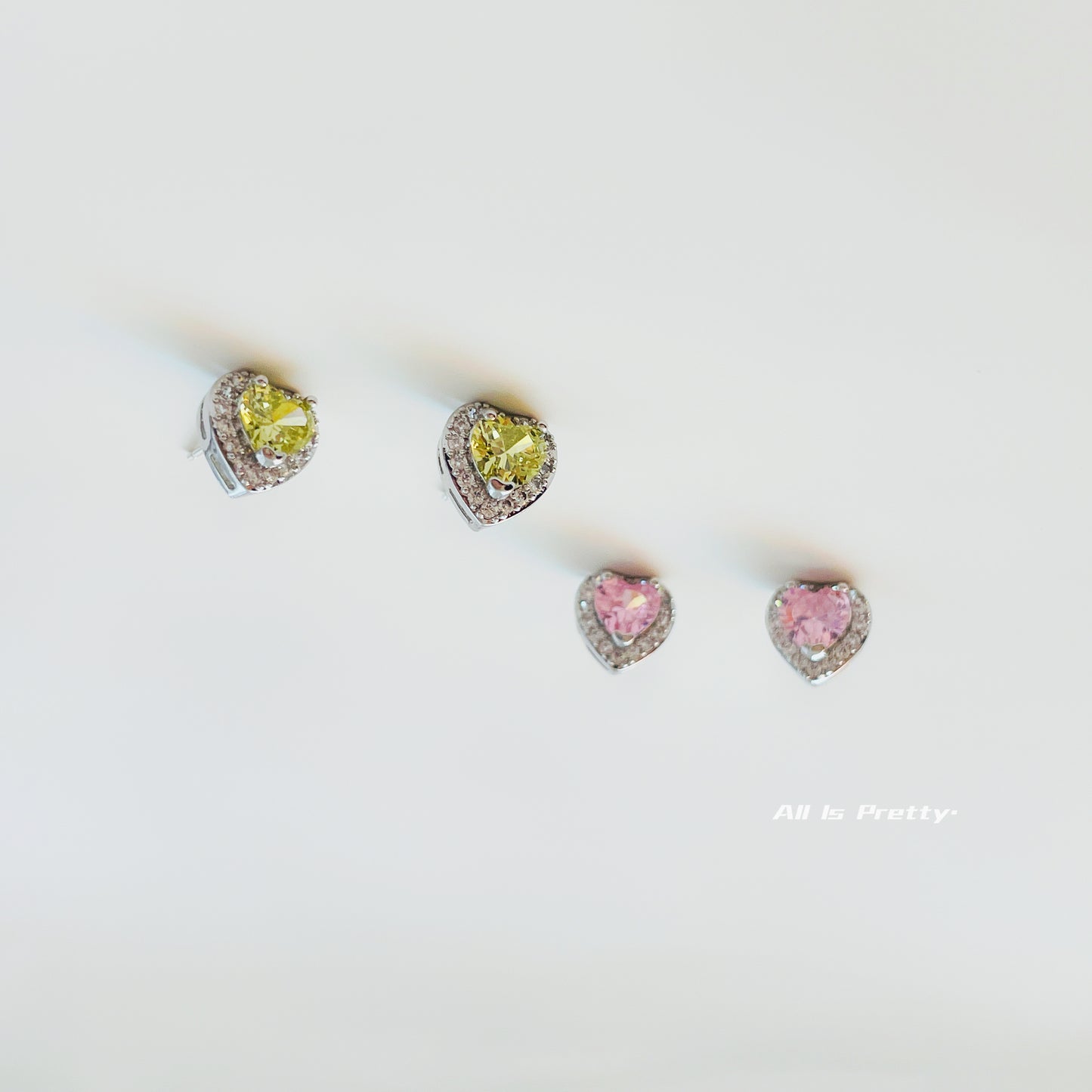 Crystal heart stud earrings