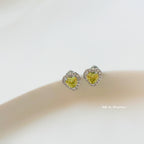 Crystal heart stud earrings