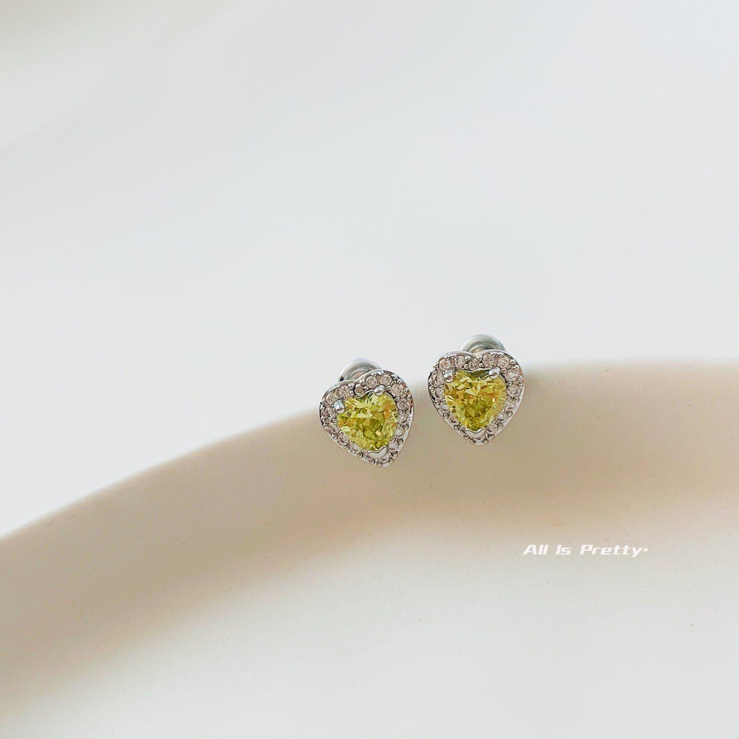 Crystal heart stud earrings