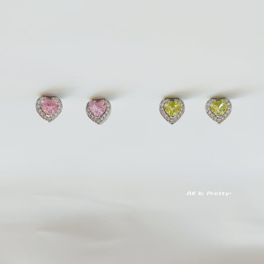 Crystal heart stud earrings