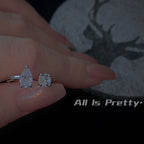 Crystal teardrop silver ring