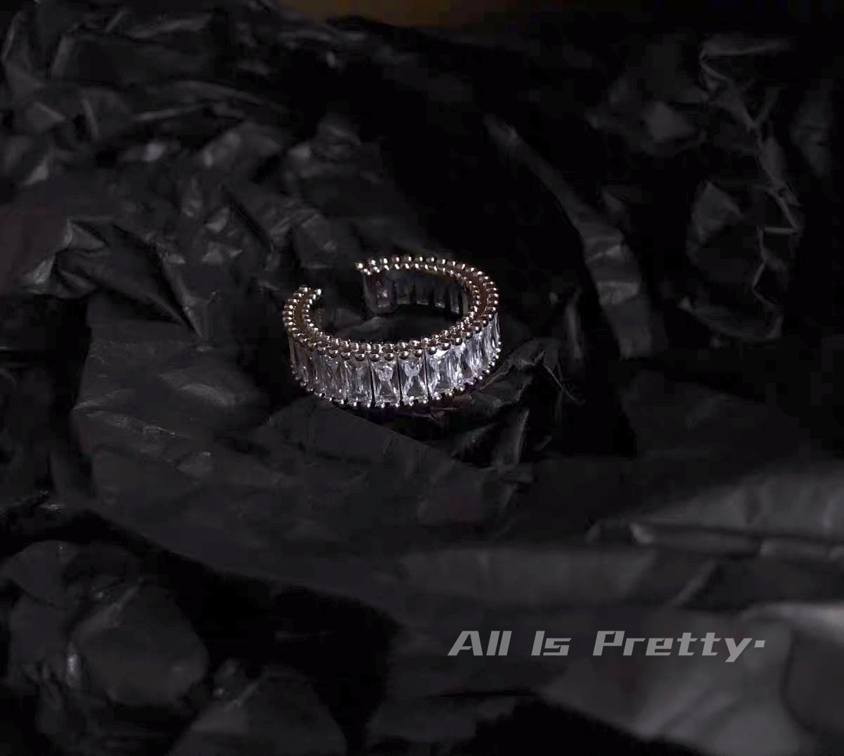 Crystal eternity band ring