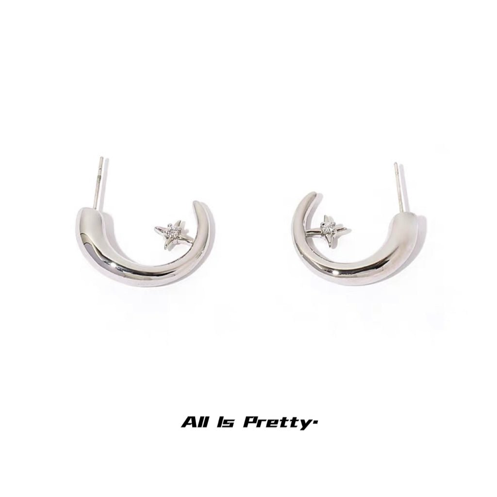 Moon star hoop earrings