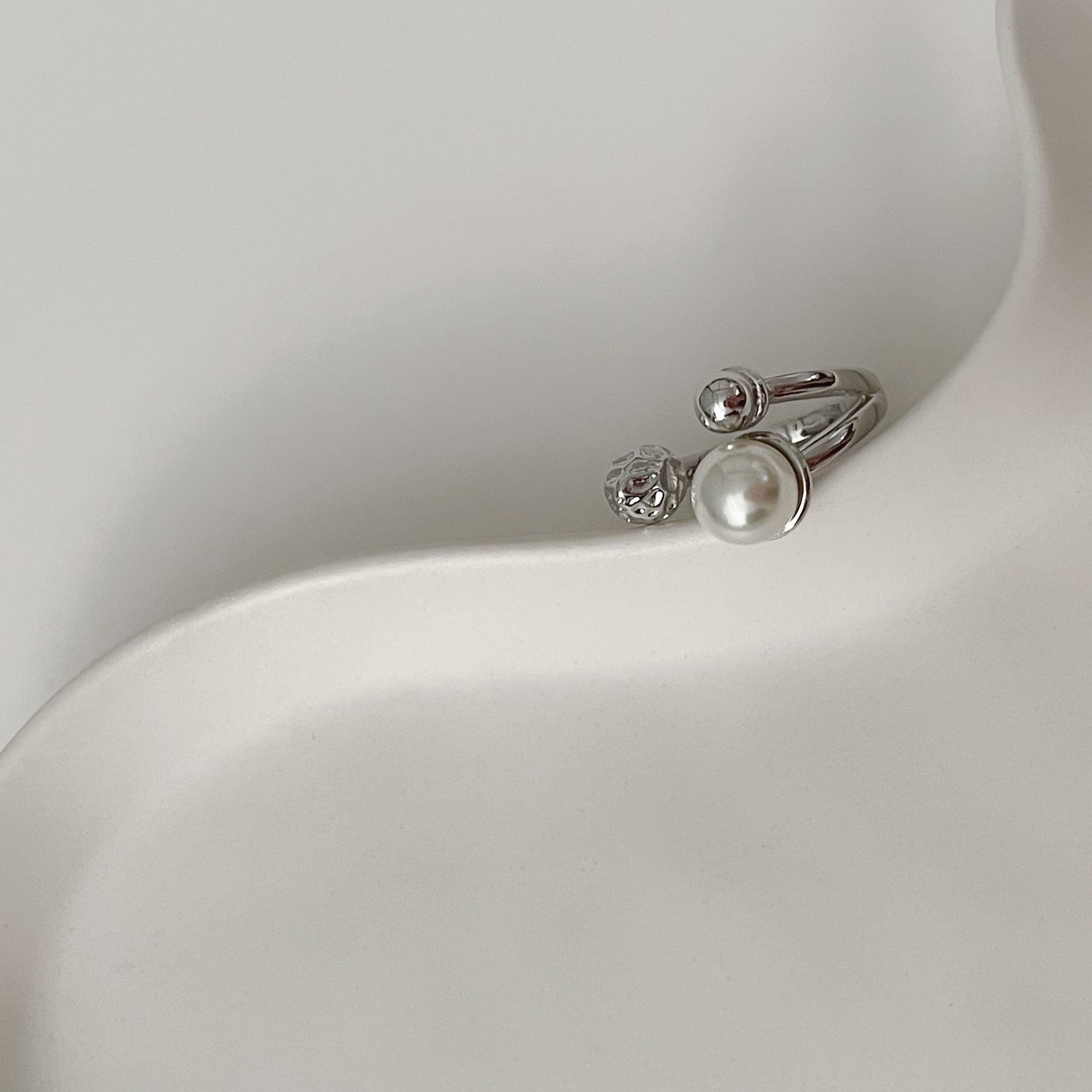 Handmade pearl top open ring