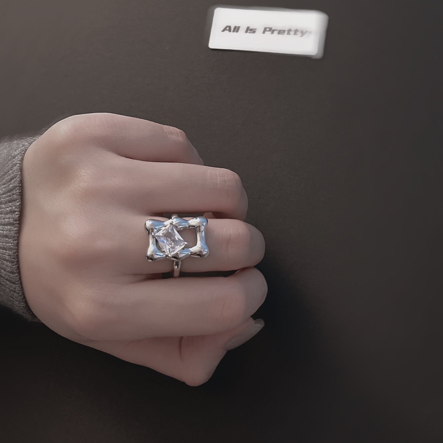 Crystal mirror ring