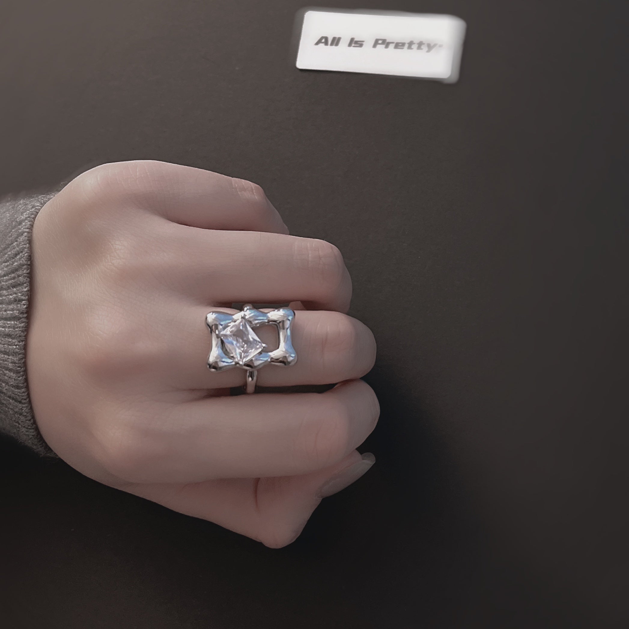 Crystal mirror ring