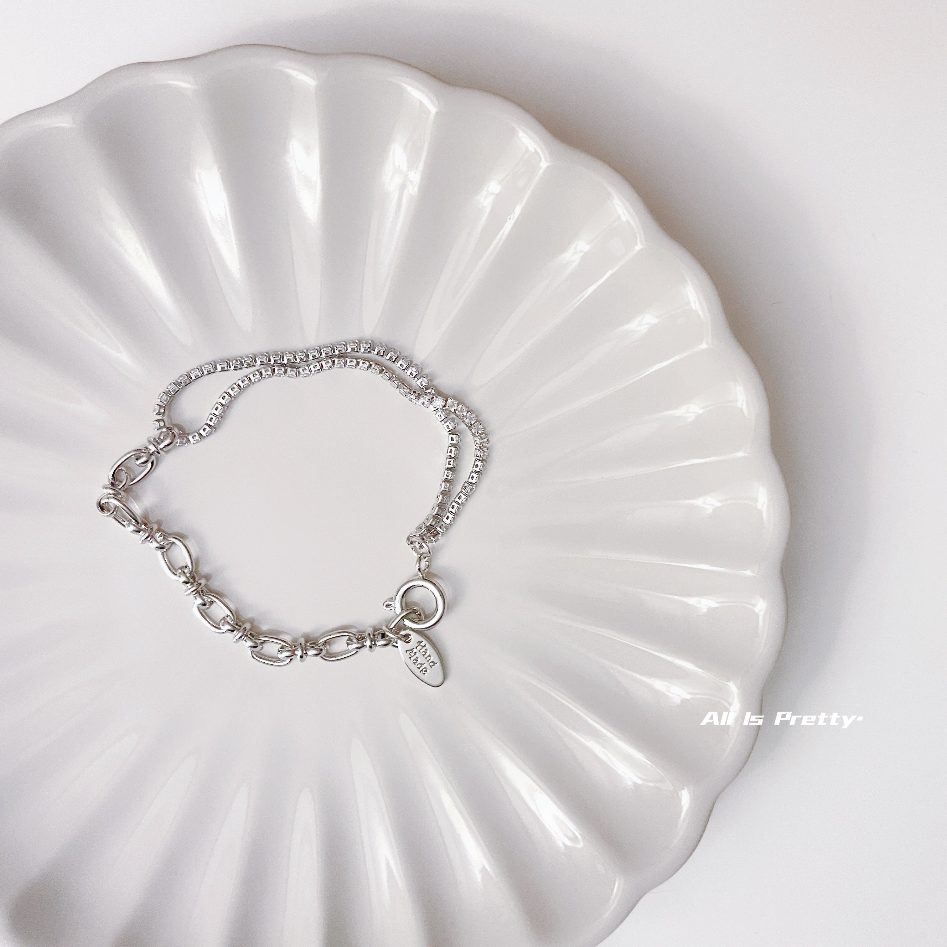 Layered crystal chain bracelet