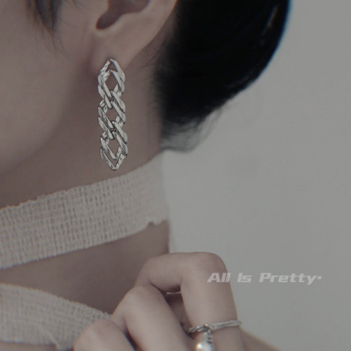 Geometry chain drop earrings