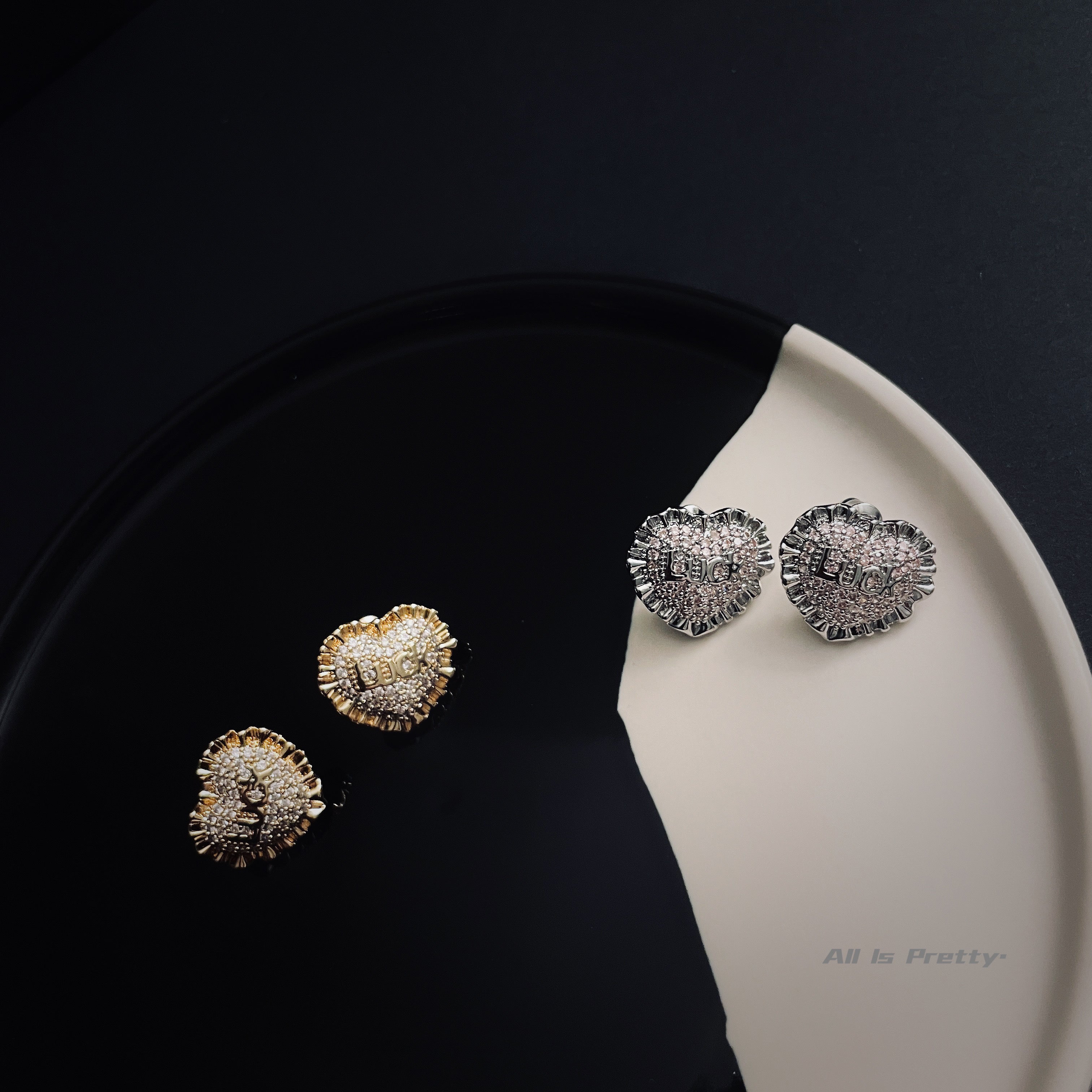 Crystal stars heart studded earrings